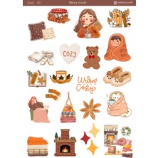 Miray Craft 1 Adet Sıcak ve Huzurlu Anlar Temalı STICKER(12X17 Cm)Scrapbook, Bullet Journal, Planlayıcı Için