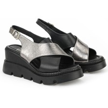 Ziya, Kadın Hakiki Deri Dolgu Topuk Sandalet 1611020Z2005 Siyah