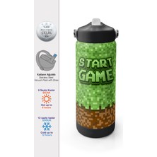 Coral High Craft Desenli Çelik Termos 650 ml Katlanır Ağızlıklı Paslanmaz Çelik Renkli Tasarım 38393