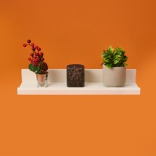 Tahta Dekor L Duvar Rafı - Beyaz - 49X14X7 cm