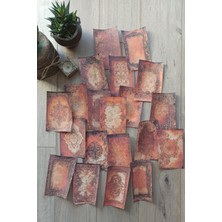 Kolbi Craft 20 Adet Eskitme Vintage Kızıl Şal Desen Temalı Scrapbook Kağıt Seti Bullet Journal Dekupaj Kağıdı