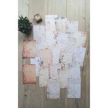 Kolbi Craft 22 Adet Eskitme Vintage Yazı Temalı Scrapbook Kağıt Seti Bullet Journal Dekupaj Kağıdı
