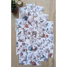 Kolbi Craft 22 Adet Eskitme Vintage Scrapbook Temalı Scrapbook Kağıt Seti Bullet Journal Dekupaj Kağıdı