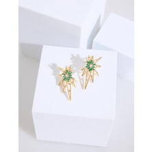 Jimmy Key Yeşil Soyut Figürlü Taşlı Küpe