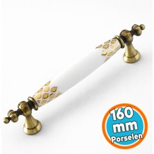 Nzb Eskitme Antik Sarı Beyaz Gerçek Porselen 128 mm Mobilya Mutfak Dolap Kulpu Kulbu Kulpları