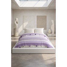 Orbit Pamuklu Çift Kişilik Pike ve Yatak Örtüsü - 220X240 cm Dokuma, Püsküllü, Çizgili Tasarım, Makinede Yıkanabilir