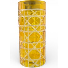 Sudedi Home Sarı Renkli Kesme Desenli Cam Sunum Bardağı