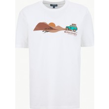 Discovery Expedition D6SM-TST3771 Kırık Beyaz Bisiklet Yaka Relaxed Baskılı Erkek T-Shirt