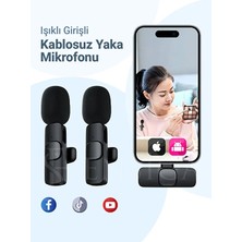 Ensiga Lightning Girişli Iphone Uyumlu Ikili Kablosuz Yaka Mikrofonu Youtube Facebook Tiktok Vlog