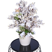 Yapay Çiçek Sitesi Yapay Zarif Kiraz Çiçeği Bahar Dalı Ağacı Beyaz