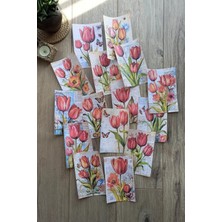 Kolbi Craft 15 Adet Eskitme Vintage Lale Temalı Scrapbook Kağıt Seti Bullet Journal Dekupaj Kağıdı