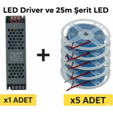 Helios 400W 33A Adaptör + Ookay 2835 5 Rulo Iç Mekan Şerit LED (25 Metre) Günışığı 3500K