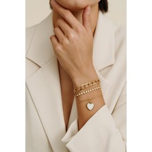 Girift Vintage Pity 3'lü Kalpli Taşlı Bileklik Seti