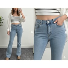 Blue Turtle Yüksek Bel Ispanyol Paça Mavi Jean