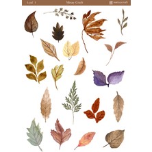 Miray Craft 1 Adet Yaprak Temalı Sticker (12X17 Cm) Bullet Journal, Scrapbook, Ajanda ve Planlayıcı Için