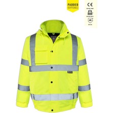Kardelen İş Elbiseleri Olympus Essential Hi Vis Bomber Lined Reflektörlü Kışlık Mont Su Geçirmez Soğuk Hava Koruyucu