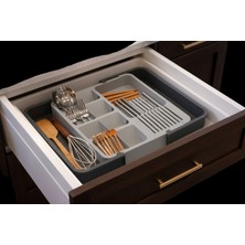 Deyhome Ordera Çekmece Içi Kaşıklık Organizer Çift Taraflı Uzayabilen Pratik Kaşıklık Düzenleyici (34cm+55cm x 38cm)