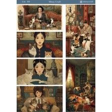 Miray Craft 1 Sayfa Kedi Temalı Sticker (12X17 Cm) Bullet Journal,scrapbook, Ajanda, Planlayıcı Için