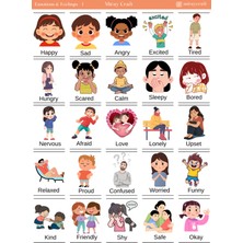 Miray Craft 1 Sayfa Çıkartmalarla Ingilizce Keşfi – Duygular & Hisler Temalı Eğitici Sticker Sayfası (12×17 Cm)