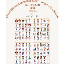 Miray Craft 4 Sayfa Çıkartmalarla Ingilizce Keşfi – Duygular & Hisler Temalı Eğitici Sticker Sayfası (12×17 Cm)