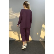 Serac Collection Kadın Uzun Kollu Arma Detaylı Iki Iplik Viskon Ikili Takım