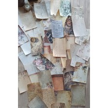 Kolbi Craft 100 Adet Eskitme Vintage Temalı Scrapbook Kağıt Seti Bullet Journal Dekupaj Kağıdı