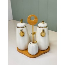 Lumindra Lüx Bal Kabağı Model Masa Üzeri Yağdanlık / Sirkelik / Tuzluk Beyaz