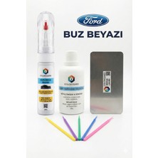 COLORGUARD Ford Buz Beyazı İğneli ve Fırçalı 2 si 1 Arada Rötuş Boyası Yüzey Temizleme Solüsyonu Profesyonel ve Çapaksız Rötuş Çeliği 5'li Uygulama Çubuğu Seti