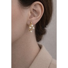 Girift Vintage Zenl Zirkon Taşlı Incili Çoklu Yıldız Gold Küpe