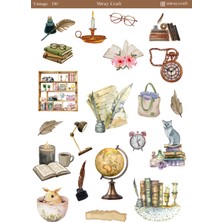 Miray Craft 1 Adet Vintage Temalı Sticker (12X17 Cm) Bullet Journal, Scrapbook, Ajanda ve Planlayıcı Için