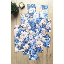 Kolbi Craft 15 Adet Mavi Gül Temalı Scrapbook Kağıt Seti Bullet Journal Dekupaj Kağıdı