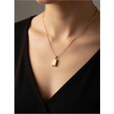 Girift Vintage Punt Gold Külçe Kolye