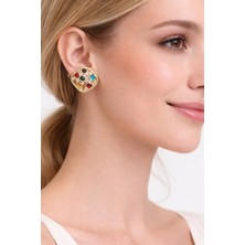 Girift Vintage Zent Renkli Kristal Taşlı Küpe