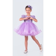 Mnk Baby & Kids Tütü Gren Etekli Kız Çocuk Pul Payetli Kısa Kol Kikidi Elbise MNK0601