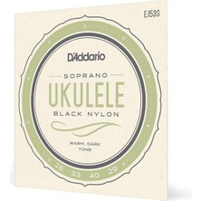 D'addario EJ53S Soprano Ukulele Tel Seti - Siyah Naylon (Profesyonel) | Pürüzsüz Dokulu Siyah Naylon, Sıcak Akustik Tını ve Soprano Boyutlarla Tam Uyum
