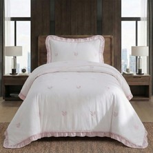 Perla Çiçek Desenli Tek Kişilik Yatak Örtüsü Seti 180X240 cm