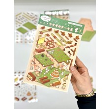 Kağıt Gemi Dıy Tavşan Pastanesi Tasarlama 2 Yaprak 122 Adet 3D Diorama Izometrik Sticker Set/etiket/çıkartma
