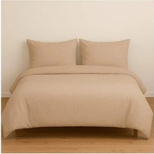 More Home Lastikli Çarşaf Çift Kişilik Nevresim Takımı Koyu Bej