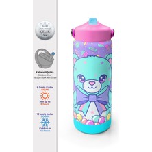 Coral High Milka Şeker Ayıcık Desenli Katlanır Ağızlıklı Çelik Termos 650 ml 38305