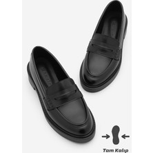 Marjin Kadın Loafer Günlük Klasik Ayakkabı Fonle Siyah