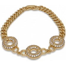 Lunel Accessory Altın Kaplama Halka Detaylı Taşlı Bileklik – Modern Şık Kadın Bileklik