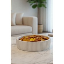 Safir Design El Yapımı Çizgili Dekoratif Kase Seti - Kuru Kokulu Sonbahar Yaprakları Hediyeli