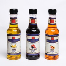 Simonelli Aromalı Şurup Seti 3X250 ml – Şeftali, Orman Meyvesi, Muz – Kahve ve Içecek Şurubu