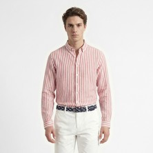 Nautica Erkek Kırmızı Regular Fit Çizgili Gömlek W65433T.8CP