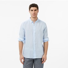 Nautica Erkek Mavi Regular Fit Keten Gömlek W65103T.4SU