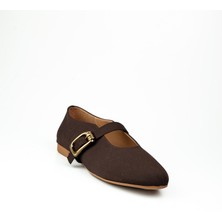 Babalı Miss Park Moda 502 Kahverengi Saten Kadın Babet