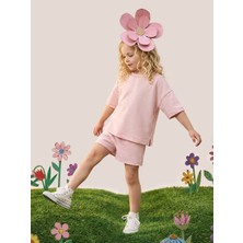 Mshb&G Pembe Oversize T-Shirt Şort Takım Kız Çocuk %100 Pamuk