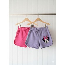 Efemkids 1/4 Yaş 2 Li Kız Şort Mıckey Baskılı Yazlık Şort Esnek Rahat