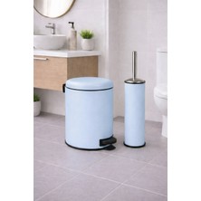 Sas Haus Mavi  2'li Banyo Seti - Metal Çöp Kovası 3 Lt ve Wc Fırçası Takımı Elit 7200