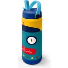 Coral High Lacivert Çivit Robot Desenli Katlanır Ağızlıklı Çelik Termos 650 ml 38387